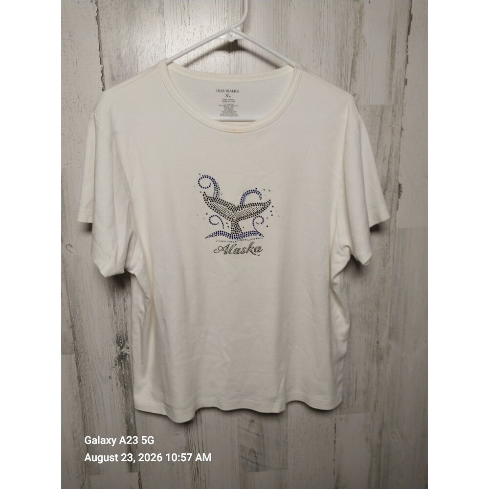 Cruise Wear Alaska Embellished Tee Size XL White